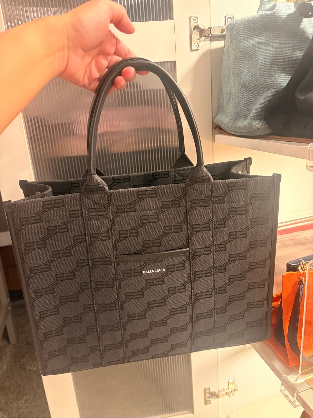 Balenciaga Women's Hardware 2.0 Medium Monogram Jacquard Tote Bag
